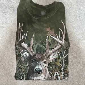 The Mountain, Tye die Camouflage Green Deer shirt. Size Large (L) US.